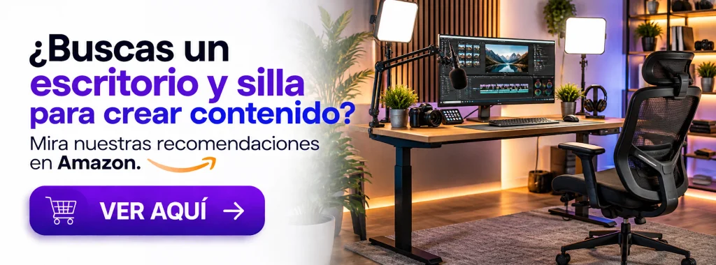 Escritorio y silla para crear contenido y editar videos