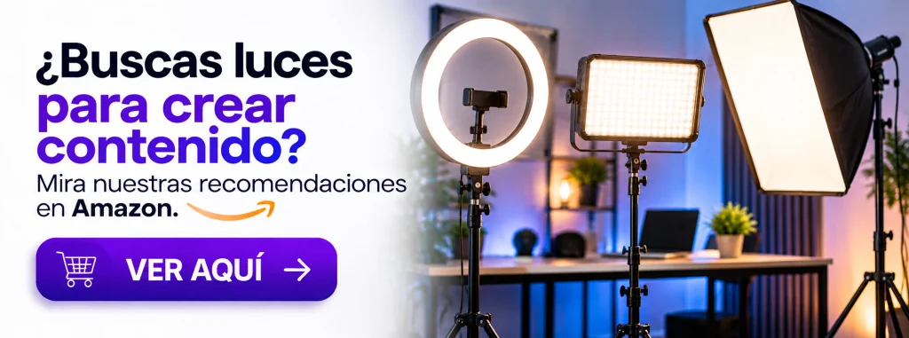 Luces para crear contenido con aro de luz, panel LED y softbox